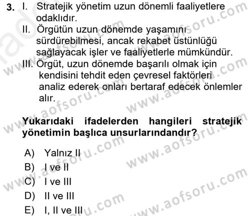 Yönetim Bilimi 2 Dersi 2017 - 2018 Yılı 3 Ders Sınav Soruları 3. Soru