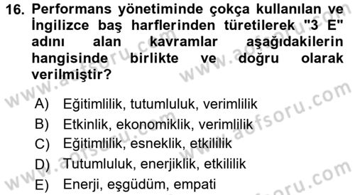 Yönetim Bilimi 2 Dersi 2017 - 2018 Yılı (Vize) Ara Sınav Soruları 16. Soru