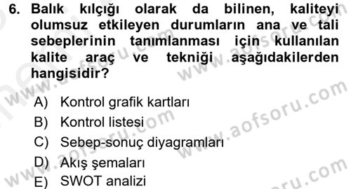 Yönetim Bilimi 2 Dersi 2017 - 2018 Yılı (Vize) Ara Sınav Soruları 6. Soru