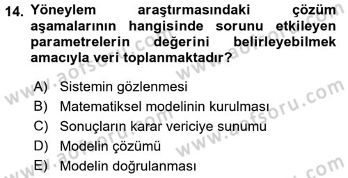 Yönetim Bilimi 2 Dersi 2018 - 2019 Yılı (Vize) Ara Sınav Soruları 14. Soru
