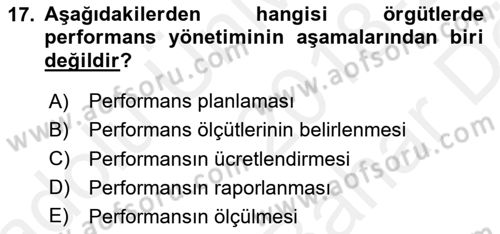 Yönetim Bilimi 2 Dersi 2018 - 2019 Yılı (Vize) Ara Sınav Soruları 17. Soru