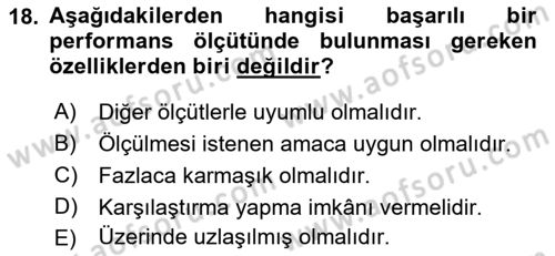 Yönetim Bilimi 2 Dersi 2018 - 2019 Yılı (Vize) Ara Sınav Soruları 18. Soru