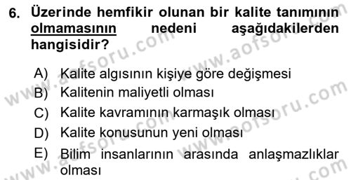 Yönetim Bilimi 2 Dersi 2018 - 2019 Yılı (Vize) Ara Sınav Soruları 6. Soru