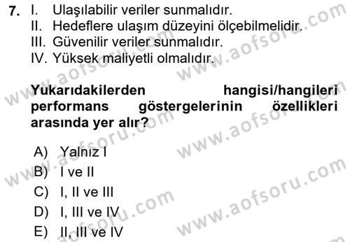 Yönetim Bilimi 2 Dersi 2021 - 2022 Yılı (Vize) Ara Sınav Soruları 7. Soru