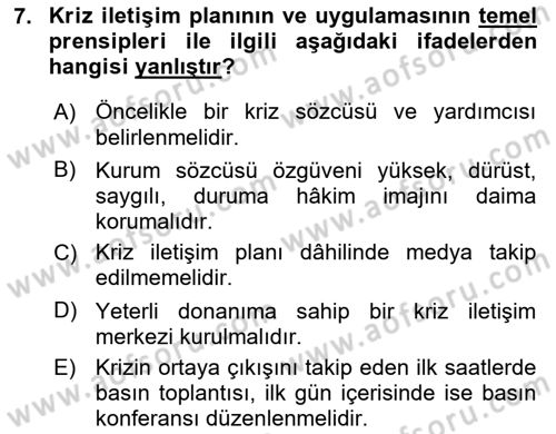 Yönetim Bilimi 2 Dersi 2021 - 2022 Yılı (Final) Dönem Sonu Sınav Soruları 7. Soru