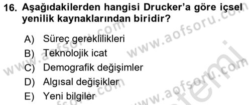 Yönetim Bilimi 2 Dersi 2021 - 2022 Yılı Yaz Okulu Sınav Soruları 16. Soru