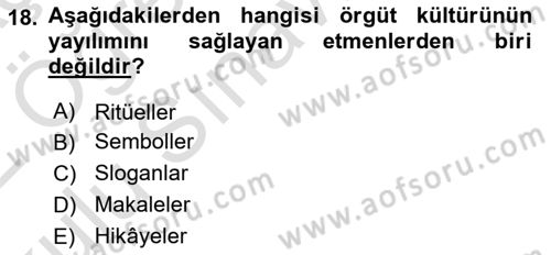 Yönetim Bilimi 2 Dersi 2021 - 2022 Yılı Yaz Okulu Sınav Soruları 18. Soru
