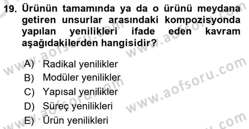 Yönetim Bilimi 2 Dersi 2021 - 2022 Yılı Yaz Okulu Sınav Soruları 19. Soru