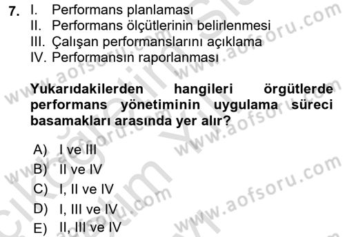 Yönetim Bilimi 2 Dersi 2021 - 2022 Yılı Yaz Okulu Sınav Soruları 7. Soru