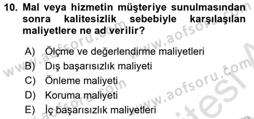 Yönetim Bilimi 2 Dersi 2022 - 2023 Yılı (Vize) Ara Sınav Soruları 10. Soru