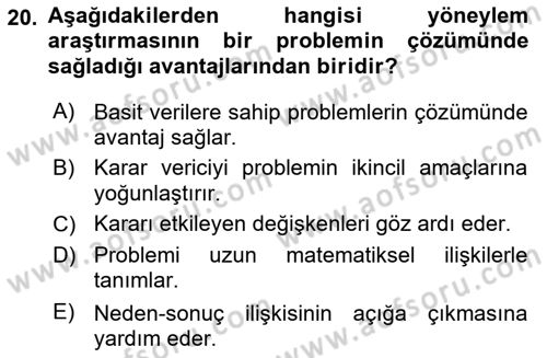 Yönetim Bilimi 2 Dersi 2022 - 2023 Yılı (Vize) Ara Sınav Soruları 20. Soru