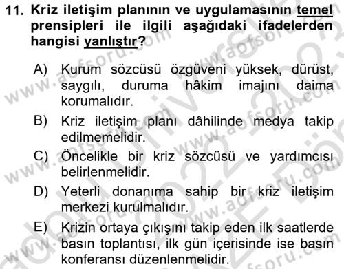 Yönetim Bilimi 2 Dersi 2022 - 2023 Yılı (Final) Dönem Sonu Sınav Soruları 11. Soru