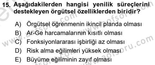 Yönetim Bilimi 2 Dersi 2022 - 2023 Yılı (Final) Dönem Sonu Sınav Soruları 15. Soru