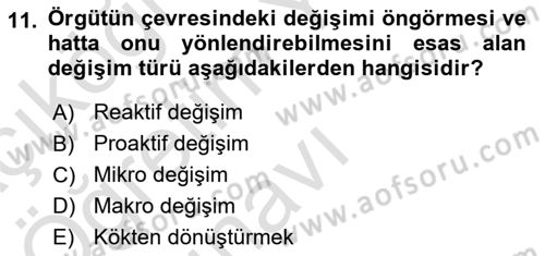 Yönetim Bilimi 2 Dersi 2022 - 2023 Yılı Yaz Okulu Sınav Soruları 11. Soru