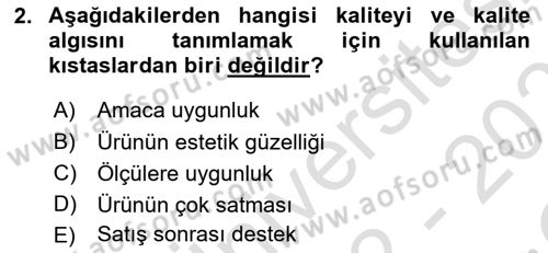 Yönetim Bilimi 2 Dersi 2022 - 2023 Yılı Yaz Okulu Sınav Soruları 2. Soru