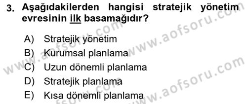 Yönetim Bilimi 2 Dersi 2022 - 2023 Yılı Yaz Okulu Sınav Soruları 3. Soru
