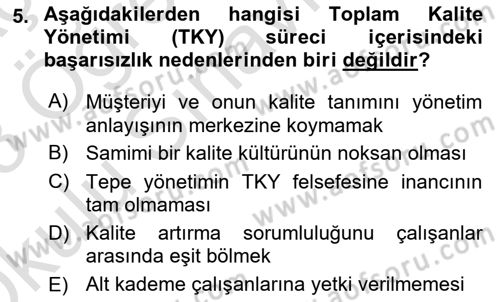Yönetim Bilimi 2 Dersi 2022 - 2023 Yılı Yaz Okulu Sınav Soruları 5. Soru