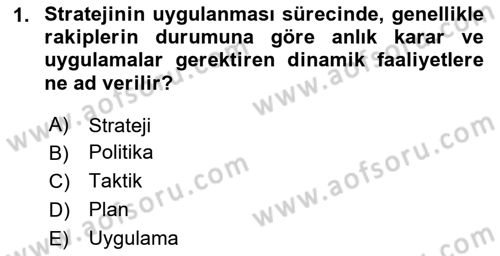 Yönetim Bilimi 2 Dersi 2023 - 2024 Yılı (Vize) Ara Sınav Soruları 1. Soru
