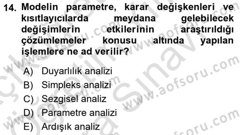 Yönetim Bilimi 2 Dersi 2023 - 2024 Yılı (Vize) Ara Sınav Soruları 14. Soru