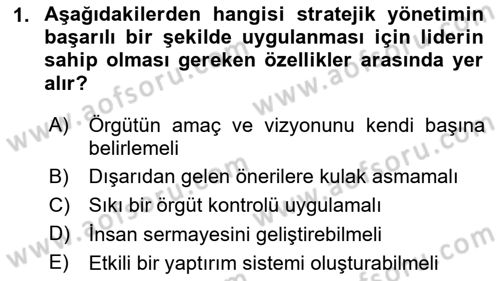 Yönetim Bilimi 2 Dersi 2023 - 2024 Yılı Yaz Okulu Sınav Soruları 1. Soru