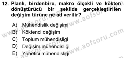 Yönetim Bilimi 2 Dersi 2023 - 2024 Yılı Yaz Okulu Sınav Soruları 12. Soru
