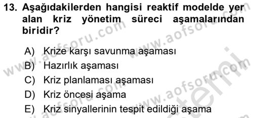 Yönetim Bilimi 2 Dersi 2023 - 2024 Yılı Yaz Okulu Sınav Soruları 13. Soru