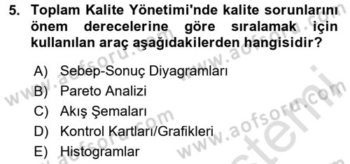 Yönetim Bilimi 2 Dersi 2023 - 2024 Yılı Yaz Okulu Sınav Soruları 5. Soru