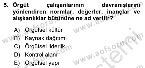 Yönetim Bilimi 2 Dersi 2024 - 2025 Yılı (Vize) Ara Sınav Soruları 5. Soru