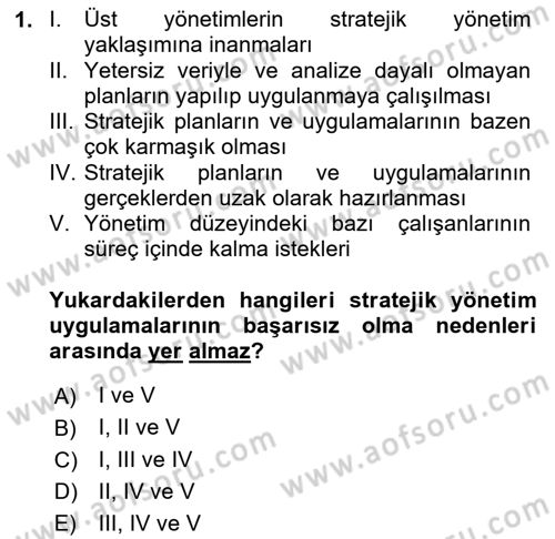 Yönetim Bilimi 2 Dersi 2024 - 2025 Yılı (Final) Dönem Sonu Sınav Soruları 1. Soru