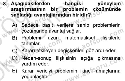 Yönetim Bilimi 2 Dersi 2024 - 2025 Yılı Yaz Okulu Sınav Soruları 8. Soru