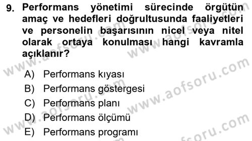 Yönetim Bilimi 2 Dersi 2024 - 2025 Yılı Yaz Okulu Sınav Soruları 9. Soru