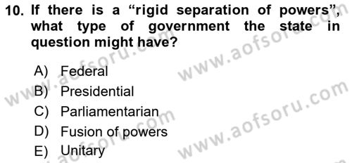 Constitutional Law Dersi 2022 - 2023 Yılı (Vize) Ara Sınav Soruları 10. Soru