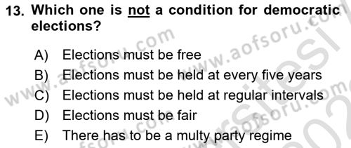 Constitutional Law Dersi 2022 - 2023 Yılı (Vize) Ara Sınav Soruları 13. Soru