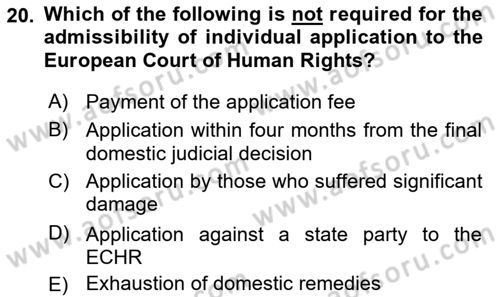 Constitutional Law Dersi 2022 - 2023 Yılı (Vize) Ara Sınav Soruları 20. Soru