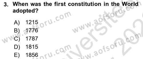 Constitutional Law Dersi 2022 - 2023 Yılı (Vize) Ara Sınav Soruları 3. Soru