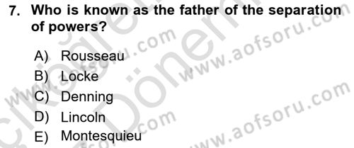 Constitutional Law Dersi 2022 - 2023 Yılı (Vize) Ara Sınav Soruları 7. Soru