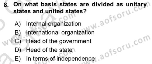 Constitutional Law Dersi 2022 - 2023 Yılı (Vize) Ara Sınav Soruları 8. Soru