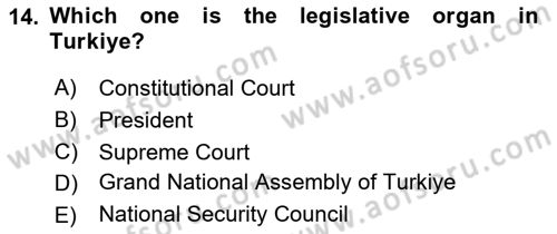 Constitutional Law Dersi 2022 - 2023 Yılı (Final) Dönem Sonu Sınav Soruları 14. Soru