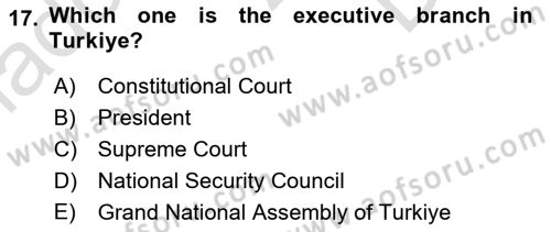 Constitutional Law Dersi 2022 - 2023 Yılı (Final) Dönem Sonu Sınav Soruları 17. Soru