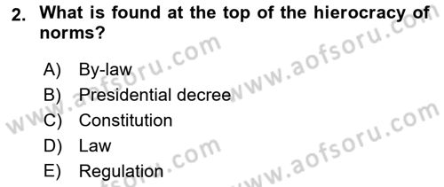 Constitutional Law Dersi 2022 - 2023 Yılı (Final) Dönem Sonu Sınav Soruları 2. Soru