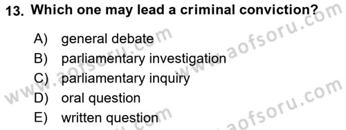 Constitutional Law Dersi 2022 - 2023 Yılı Yaz Okulu Sınav Soruları 13. Soru