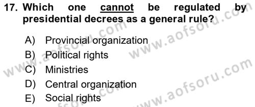 Constitutional Law Dersi 2022 - 2023 Yılı Yaz Okulu Sınav Soruları 17. Soru