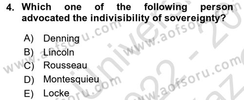 Constitutional Law Dersi 2022 - 2023 Yılı Yaz Okulu Sınav Soruları 4. Soru