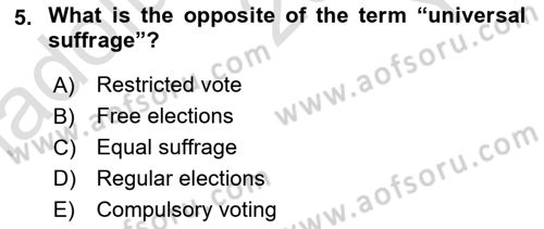 Constitutional Law Dersi 2022 - 2023 Yılı Yaz Okulu Sınav Soruları 5. Soru