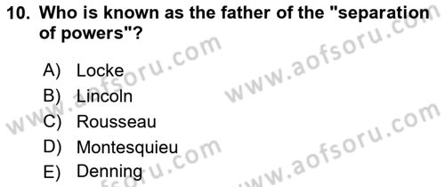 Constitutional Law Dersi 2023 - 2024 Yılı (Vize) Ara Sınav Soruları 10. Soru