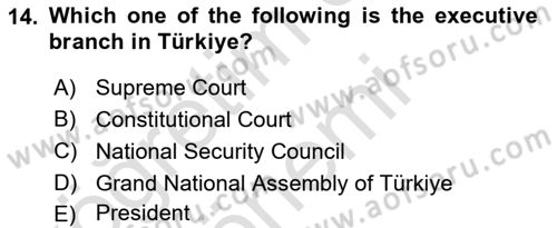 Constitutional Law Dersi 2023 - 2024 Yılı (Final) Dönem Sonu Sınav Soruları 14. Soru