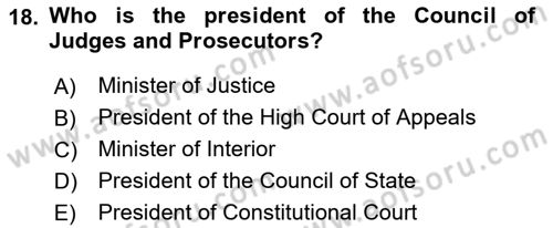 Constitutional Law Dersi 2023 - 2024 Yılı (Final) Dönem Sonu Sınav Soruları 18. Soru