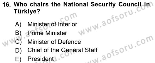 Constitutional Law Dersi 2023 - 2024 Yılı Yaz Okulu Sınav Soruları 16. Soru