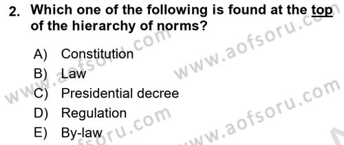 Constitutional Law Dersi 2023 - 2024 Yılı Yaz Okulu Sınav Soruları 2. Soru