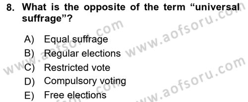 Constitutional Law Dersi 2023 - 2024 Yılı Yaz Okulu Sınav Soruları 8. Soru